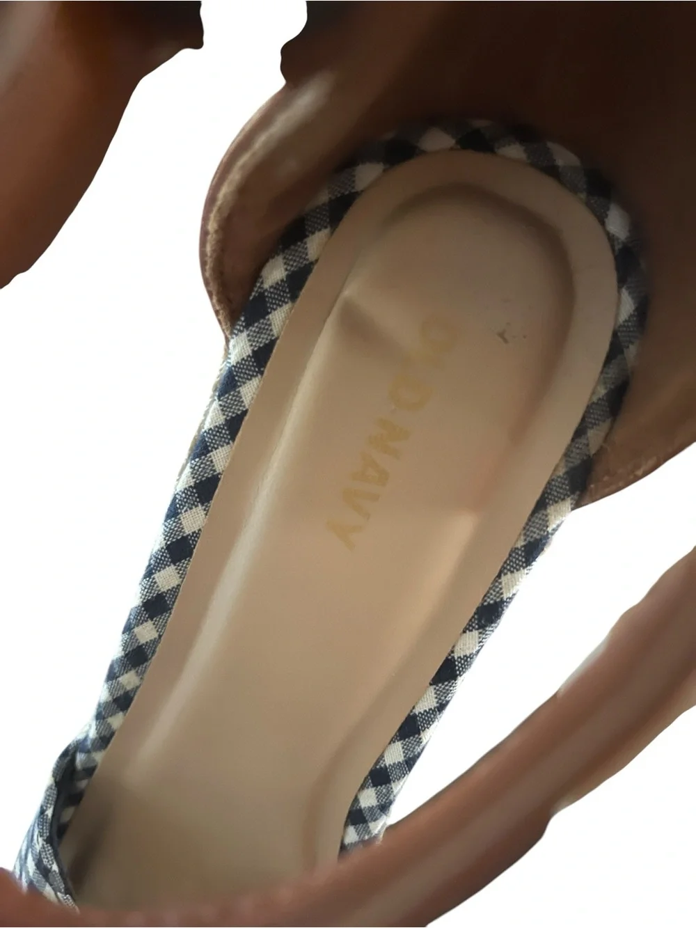 Old Navy Gingham Bow-Tie Espadrille Wedges navy and white checkered bow 8.5